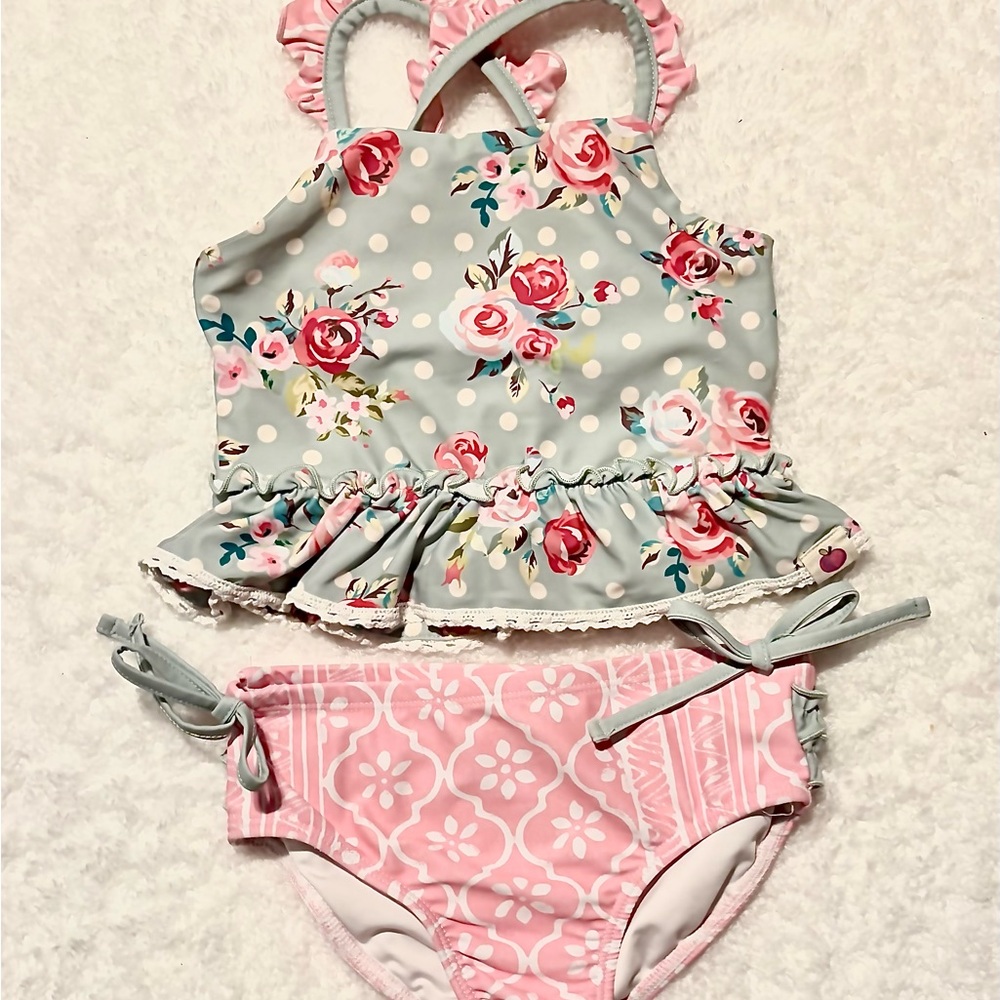 Cheeky Plum Pink and White Swimsuit